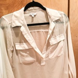 Gap cream sheer blouse
